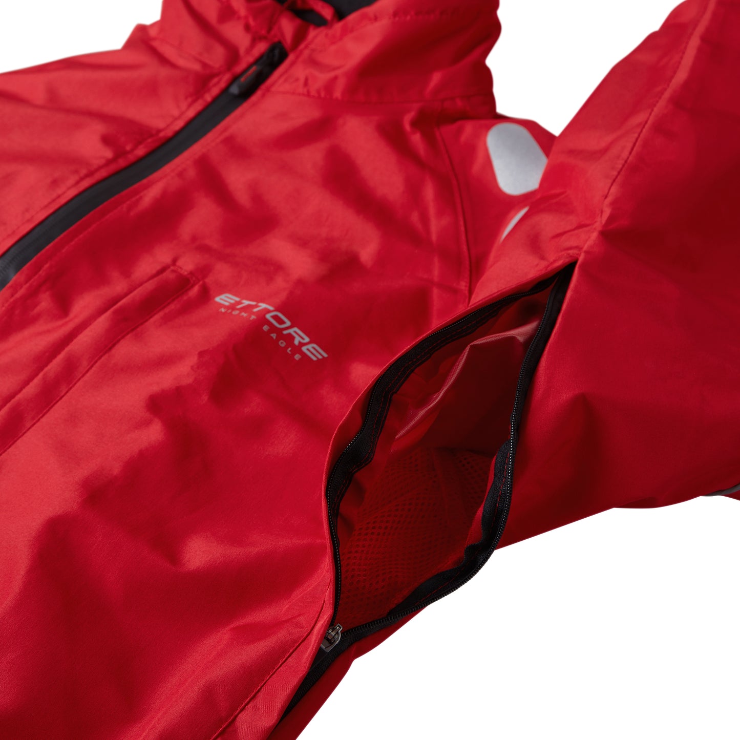 Ettore Night Eagle Mens Waterproof Breathable High Visibility Red Cycling Jacket