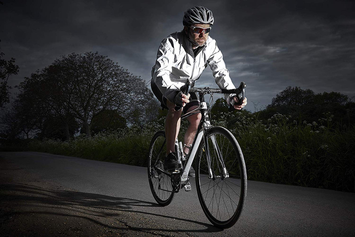 Ettore Night Glow Mens Waterproof Breathable High Visibility Reflective Silver Cycling Jacket