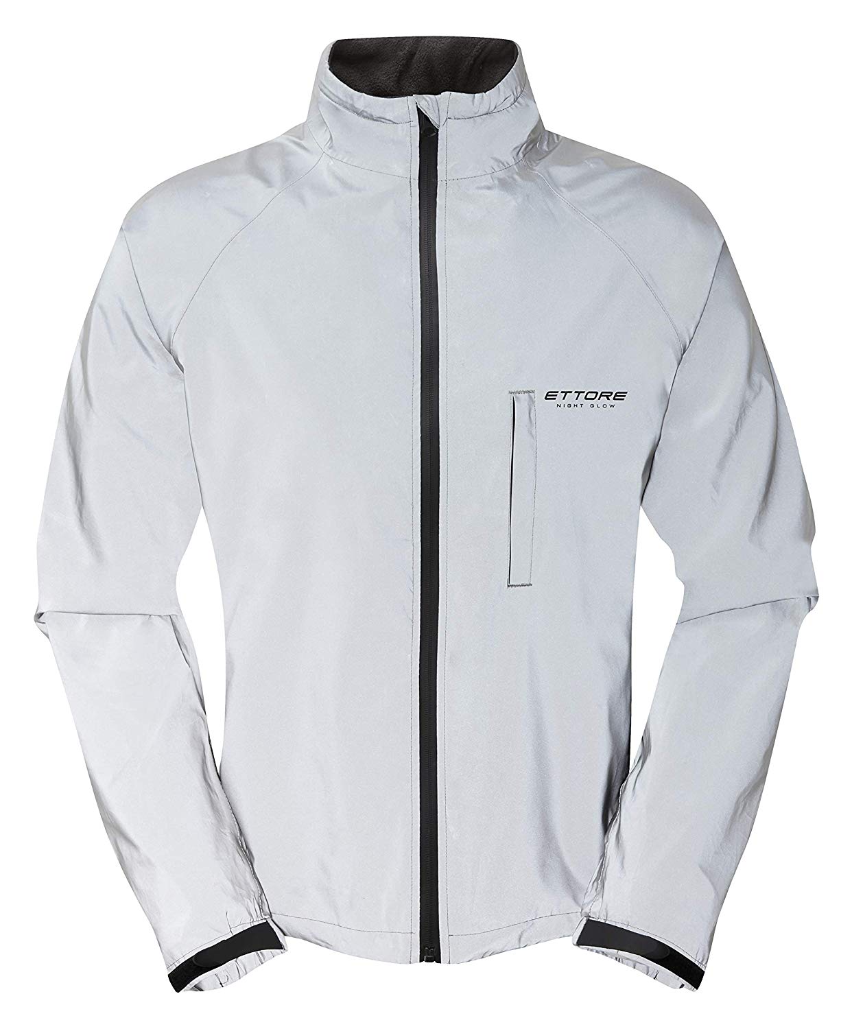 Ettore Night Glow Mens Waterproof Breathable High Visibility Reflective Silver Cycling Jacket