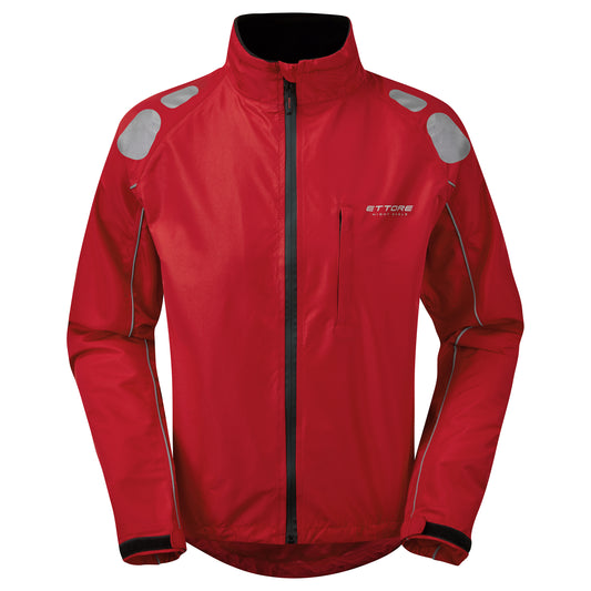 Ettore Night Eagle Mens Waterproof Breathable High Visibility Red Cycling Jacket